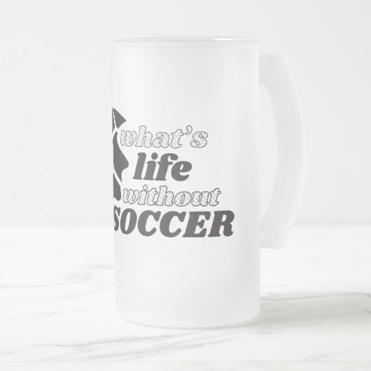 サッカーなしでは生きられない フロストグラスビールジョッキ (正面右)