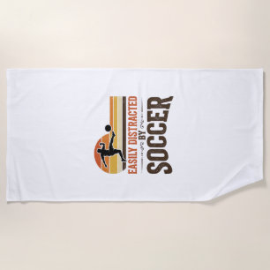 サッカーに気を取られやすいヴィンテージTシャツデザイン_1 ビーチタオル