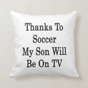 サッカーのおかげでTVに私の息子あります クッション