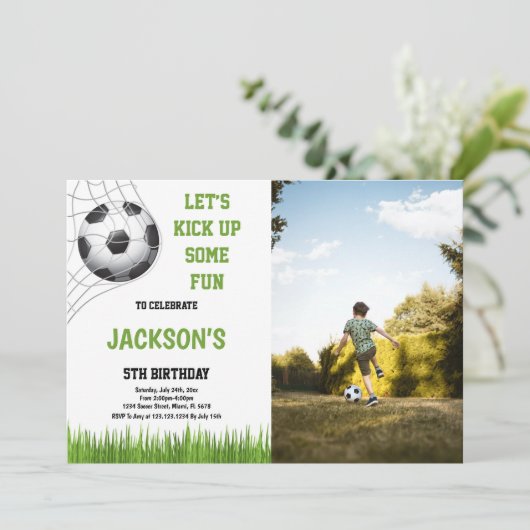サッカーのおもしろい誕生日写真を撮ろう 招待状 (スタンド正面)