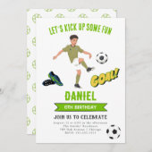 サッカーのおもしろい誕生日招待状 招待状 (正面/裏面)
