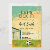 サッカーのおもしろい誕生日招待状 招待状 (正面)