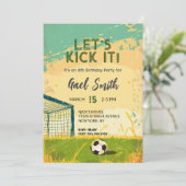 サッカーのおもしろい誕生日招待状 招待状 (スタンド正面)