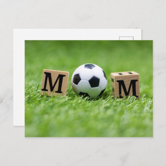 サッカーのお母さんの日、ボールとお母さんの言葉  ポストカード (正面/裏面)
