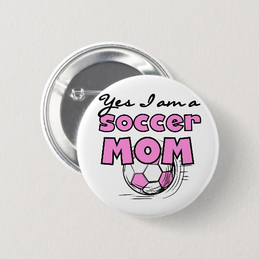 サッカーのお母さんのTシャツおよびギフト 缶バッジ (正面&裏面)