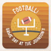 サッカーのアップライトゲームデー スクエアペーパーコースター (正面)