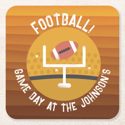 サッカーのアップライトゲームデー スクエアペーパーコースター (正面)