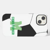サッカーのイニシャル 名前 カスタム iPhoneケース (裏面横)