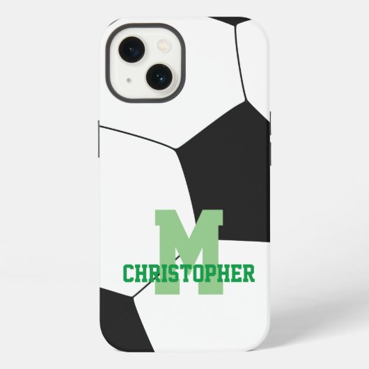 サッカーのイニシャル 名前 カスタム iPhoneケース (裏面)