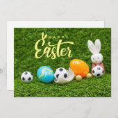 サッカーのイースターの休日のグリーティングプレーヤー シーズンカード (正面/裏面)