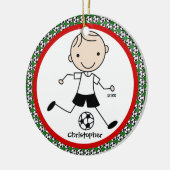 サッカーのオーダーメイド 少年 クリスマス オーナメント (左)