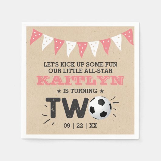 サッカーのオールスターボール2nd誕生日 スタンダードカクテルナプキン (正面)