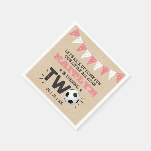 サッカーのオールスターボール2nd誕生日 スタンダードカクテルナプキン (角)