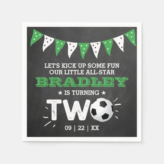 サッカーのオールスターボール2nd誕生日 スタンダードカクテルナプキン (正面)