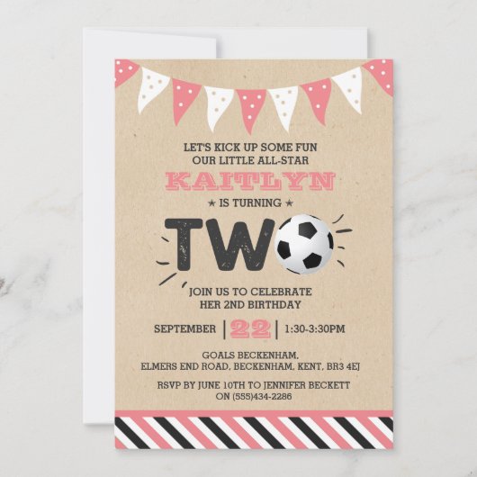 サッカーのオールスターボール2nd誕生日 招待状 (正面)