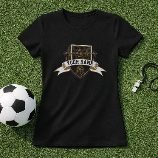 サッカーのカスタムエンブレムと選手名 Tシャツ