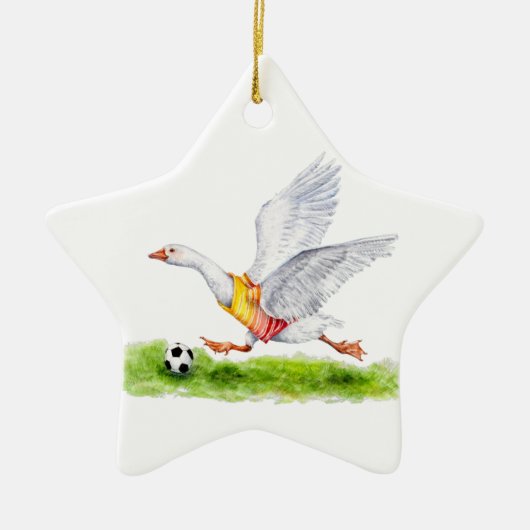 サッカーのガチョウ セラミックオーナメント (正面)