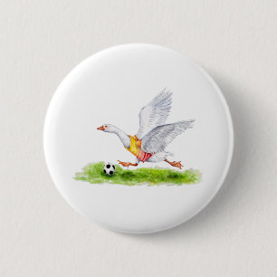サッカーのガチョウ 缶バッジ