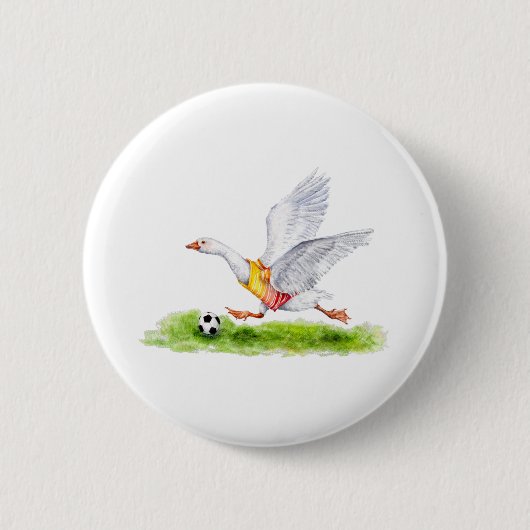 サッカーのガチョウ 缶バッジ (正面)