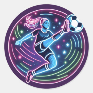 サッカーのガールプレーヤー ラウンドシール