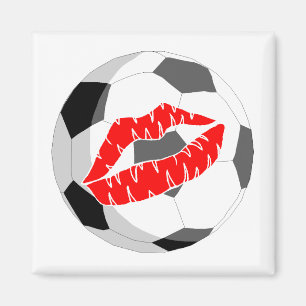 サッカーのキス(赤い) マグネット