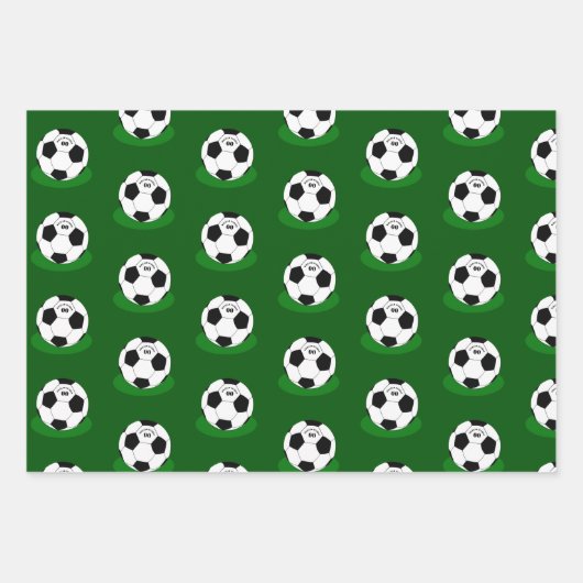 サッカーのギフト、サッカーのボール（名前と番号） ラッピングペーパーシート (正面3)