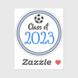 サッカーのクラス卒業(青と黒) シール