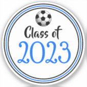 サッカーのクラス卒業(青と黒) シール (正面)