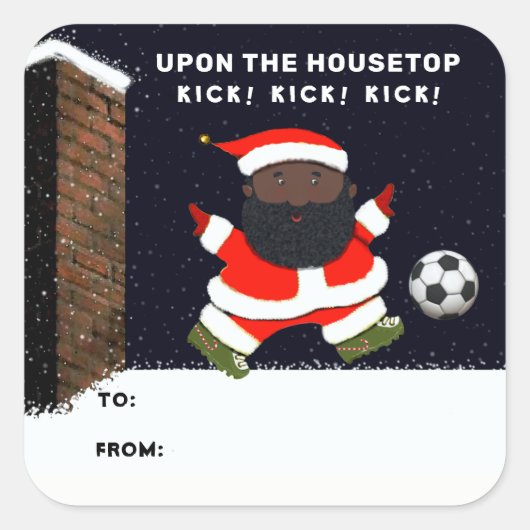 サッカーのクリスマスギフトタグ スクエアシール (正面)