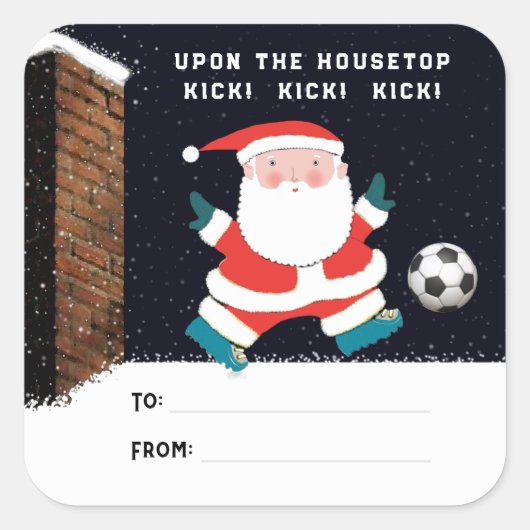 サッカーのクリスマスギフトタグ スクエアシール (正面)
