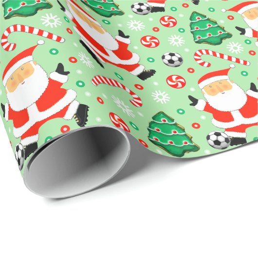 サッカーのクリスマスギフト包装紙 ラッピングペーパー (ロールコーナー)
