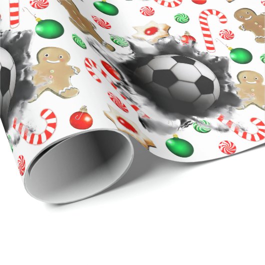 サッカーのクリスマスギフト包装紙 ラッピングペーパー (ロールコーナー)