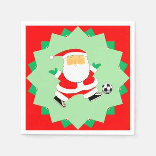 サッカーのクリスマスパーティー スタンダードカクテルナプキン (正面)