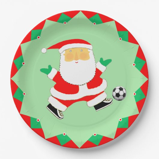 サッカーのクリスマスパーティー ペーパープレート (正面)