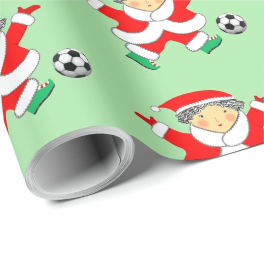 サッカーのクリスマス包装紙 ラッピングペーパー (ロールコーナー)