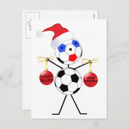 サッカーのクリスマス シーズンポストカード (正面/裏面)