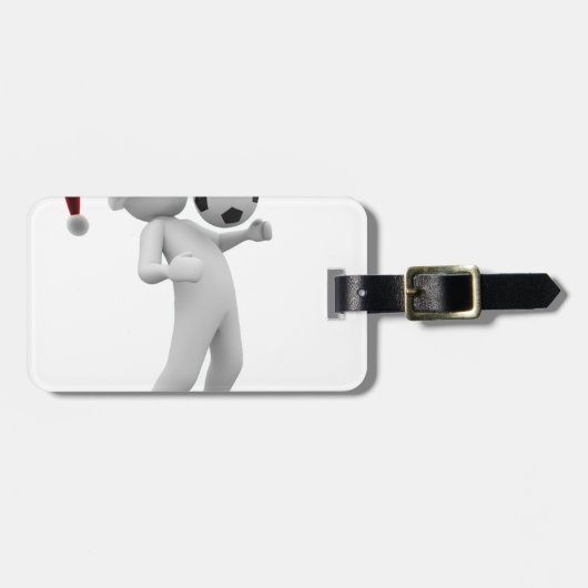 サッカーのクリスマス ラゲッジタグ (正面横)