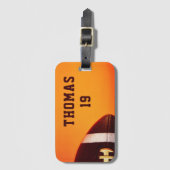 サッカーのグリディロンパーソナライズされたスポーツ名 ラゲッジタグ (正面縦)