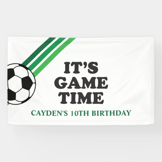 サッカーのグリーンストライプスのゲーム時間の誕生日 横断幕 (横)