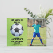 サッカーのグリーンフロア写真サッカー誕生日 招待状 (スタンド正面)