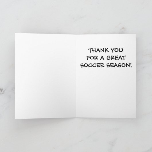 サッカーのコーチありがとう サンキューカード (内部)