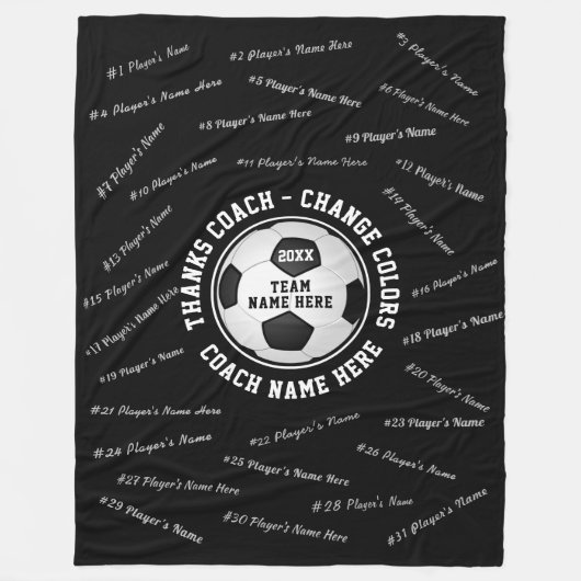 サッカーのコーチに立ち会って色と文字 フリースブランケット (正面)