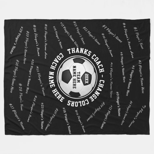 サッカーのコーチに立ち会って色と文字 フリースブランケット (正面(横))