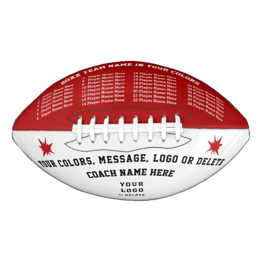 サッカーのコーチのための赤、白、および黒のプレゼント アメリカンフットボール (正面)