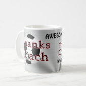 サッカーのコーチのギフトはマグ感謝していしています コーヒーマグカップ (正面左)