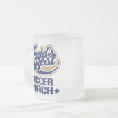サッカーのコーチのギフト フロストグラスマグカップ (正面左)