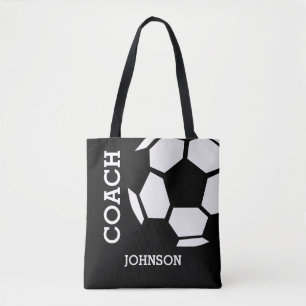 サッカーのコーチのパーソナライズなスポーツのモダンの黒 トートバッグ