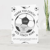 サッカーのコーチの黒白プレイヤー名ありがとう サンキューカード (正面)