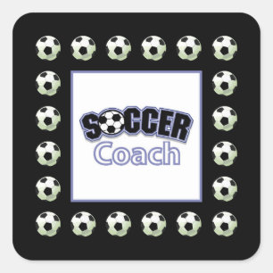 サッカーのコーチはの球感謝していしています スクエアシール