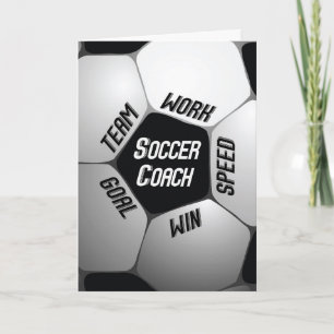 サッカーのコーチは大きい球を感謝していしています サンキューカード